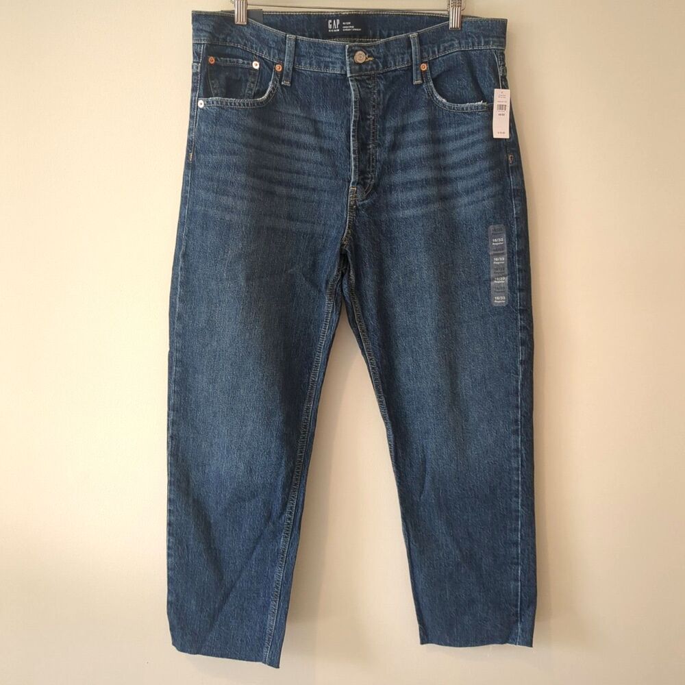 Gap Denim High Rise Cheeky Straight Cut Off Blue Jeans Size 16 / 33